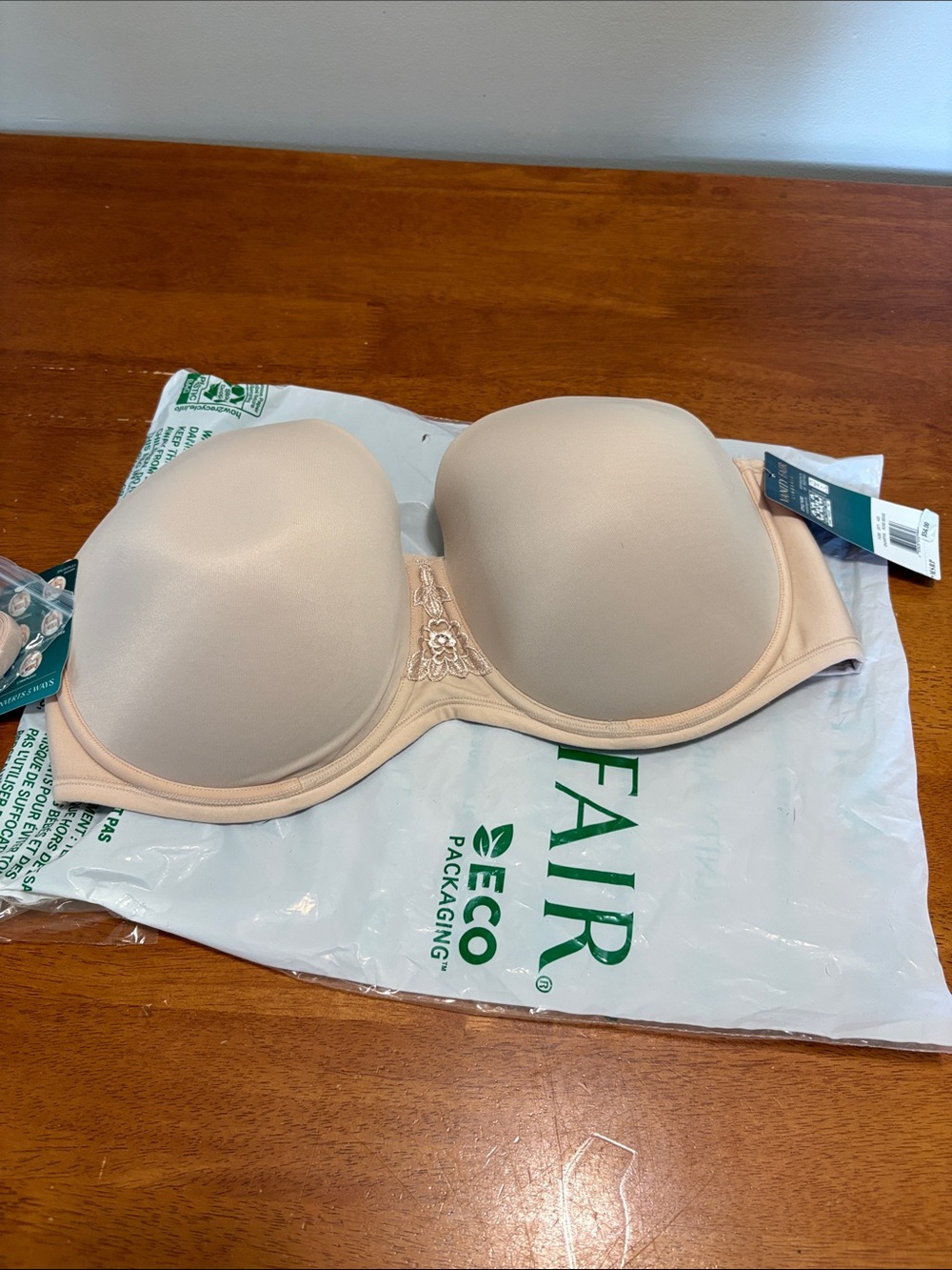 Vanity Fair Rose Beige Strapless Underwire Bandeau Bra
